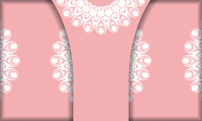 Pink color banner template with vintage white ornament for design under your text