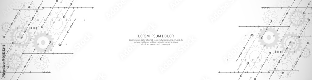 Poster website header or banner design template. abstract technology background with arrows and lines