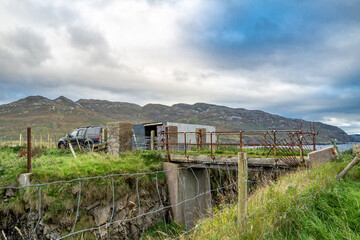 The ruins of Lenan Head fort at the north coast of County Donegal, Ireland.