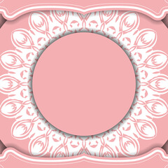Pink color banner template with greek white pattern for design under the text