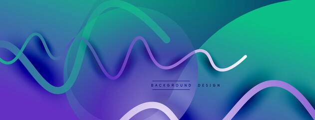 Abstract gradient background with wave line with shadow effect. Geometric composition. 3D shadow effects and fluid gradients