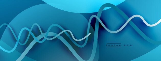 Abstract gradient background with wave line with shadow effect. Geometric composition. 3D shadow effects and fluid gradients