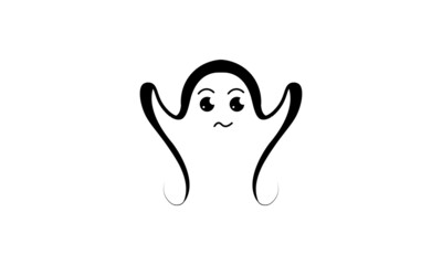 Vector Halloween Ghost Cartoon Ilusstration