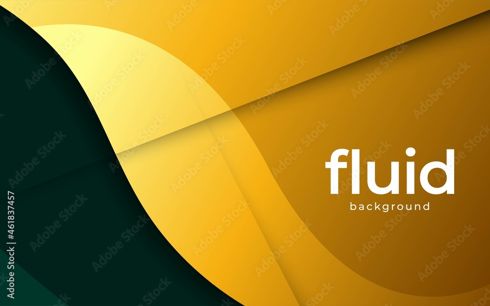 Poster modern abstract green and gold liquid shape background. dynamic textured geometric elements design