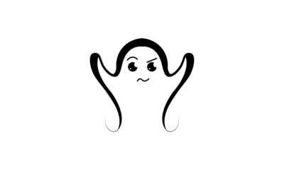 Obraz premium Vector Halloween Ghost Cartoon Ilusstration