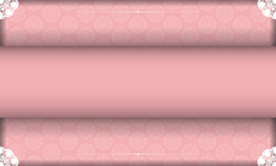 Pink color banner template with luxury white pattern for logo design