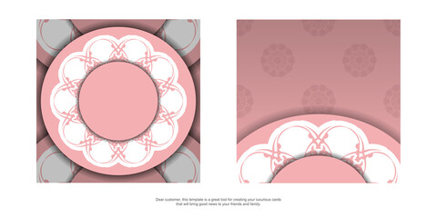 Pink color flyer template with Greek white pattern for your congratulations.