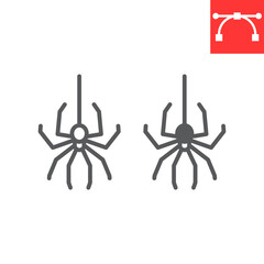 Spider line and glyph icon, arachnid and halloween, spider vector icon, vector graphics, editable stroke outline sign, eps 10.