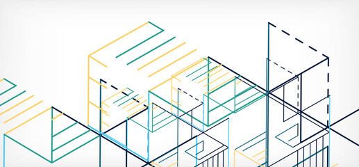 Abstract background. Color lines on white background. Linear abstract composition. Techno or business concept for wallpaper, banner, background, landing page