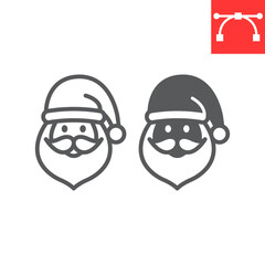 Santa Claus line and glyph icon, holiday and christmas, santa claus vector icon, vector graphics, editable stroke outline sign, eps 10.