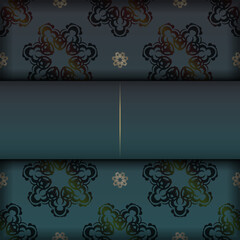 Obraz premium Brochure template with gradient green color with vintage gold ornaments for your brand.