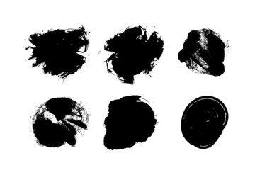 Set of black grunge brush strokes.