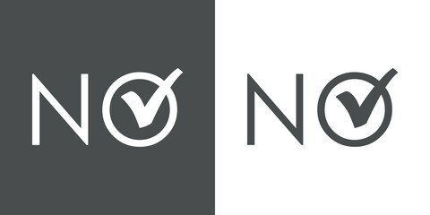 Logotipo con palabra No con letra O como casilla de verificación con checkmark en fondo gris y fondo blanco © teracreonte