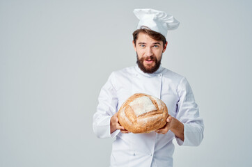 male cook kitchen Job bakery products isolated background