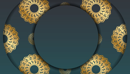 Green gradient background with luxurious gold ornaments for design under your logo or text