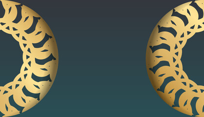 Green gradient background with vintage gold ornament for design under your logo or text