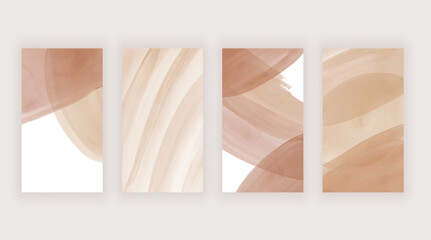 Orange with brown hand painting watercolor templates for stories
