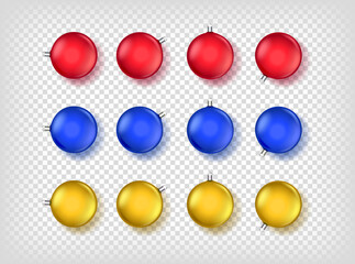 Blue, red and gold Christmas baubles. Vector clip-art