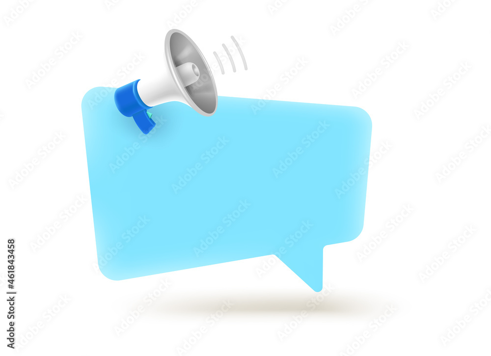 Poster speech cloud with megaphone. template for a text