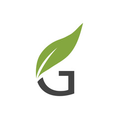 Initial letter with green leaf