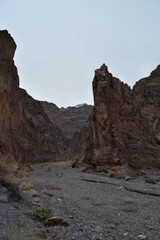 driving the wash of the Cottonwood Canyon with a 4wd drive in the Death Valley National park