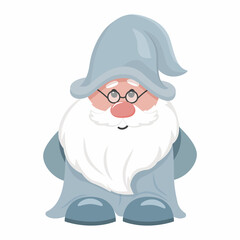 Adorable smiling Gnome in glasses. Cute little Gnome. Good for logo, icon, stickers, web or print. Trendy illustration isolated on white
