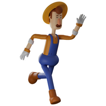 Farmer 3D Character running fast