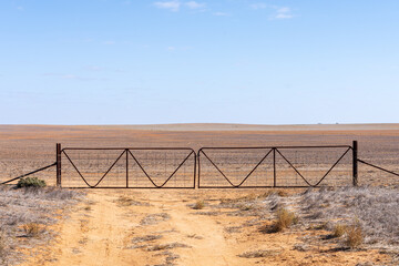 An old gate in Victoria's dry Mallee region.