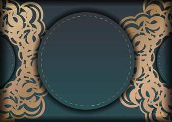 Greeting card template with gradient green color with Greek gold pattern for your congratulations.