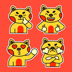 Cute Cat with Various Expression Illustration. Confuse, In Love and Happy Expression.