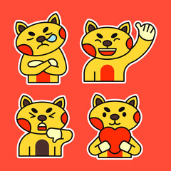 Cute Cat with Various Expression Illustration. Sleepy, In Love and Shock Expression.