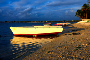 Fototapeta premium sunset, Tombeau Bay beach near Port Louis capital of Mauritius, Mascarene Islands, Africa