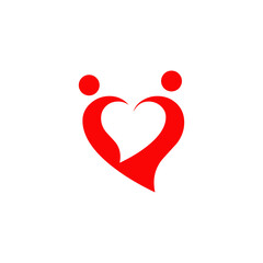 Two people symbolize red love logo design
