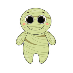 A cute mummy in bandages. An Egyptian mummy. A smiling cartoon character for your design for the Halloween holiday. trick or treat. The Halloween monster. Costume mask for Halloween. Vector