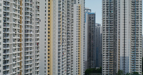 Fototapeta na wymiar Compact Hong Kong residential building