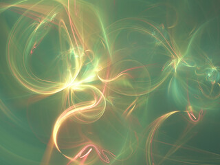 Abstract fractal art background suggestive of smoke, gas, incense, plasma.