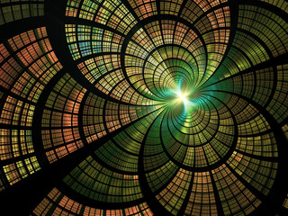 Abstract fractal art background, perhaps suggestive of thousands of stained glass windows.