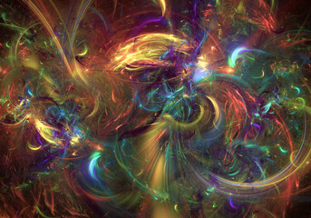 Abstract fractal art background. Also available as an animation - search for 761098849 in Videos. Suggestive of chaos or an expressionist painting or a long exposure of fireworks.