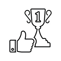 Achievement, Winner, success outline icon. Line art design.