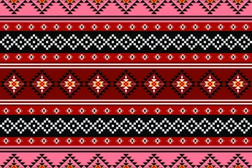 Poster Geometric ethnic oriental seamless pattern traditional Design for background,carpet,wallpaper.clothing,wrapping,Batik fabric,Vector illustration.embroidery style - Sadu, sadou, sadow or sado  © Beautiful Dream