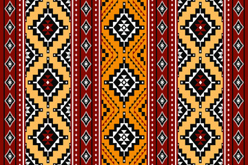 Geometric ethnic oriental seamless pattern traditional Design for background,carpet,wallpaper.clothing,wrapping,Batik fabric,Vector illustration.embroidery style - Sadu, sadou, sadow or sado
 - obrazy, fototapety, plakaty