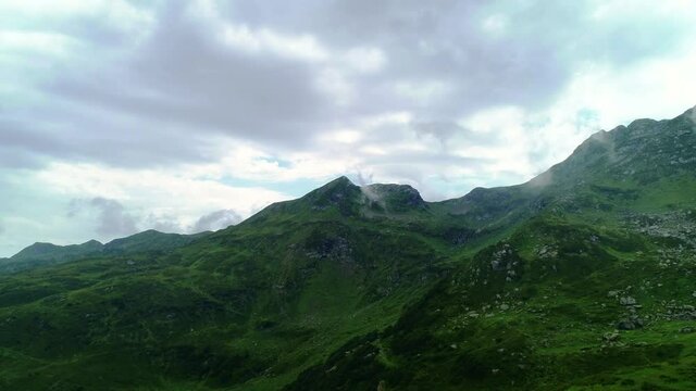 Cinematic aerial shot of an endless mountain and forest landscape in Ancho Pass, Abkhazia, Gagra. 4k uhd