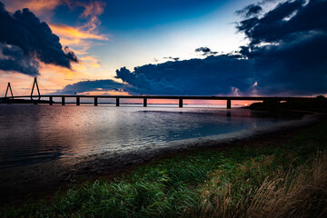 South Farø Bridge One of two road bridges that connect the islands of Falster and Zealand in Denmark by way of the small island of Farø