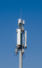 Vendée, France; October 8, 2021: Pylon of GSM relay antennas of 4G and 5G commune of Saint Gilles Croix de Vie.