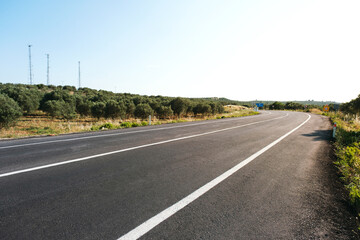 Bending road background on daylight.