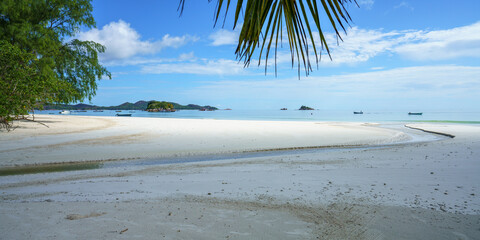 tropical beach at anse volbert on praslin, seychelles