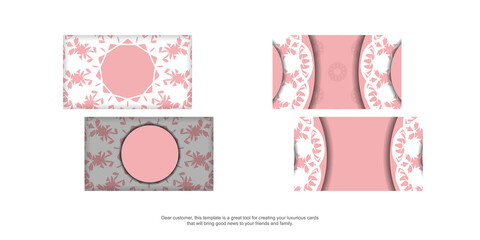 Business card template in pink with an abstract white pattern for your personality.