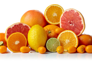  Citrus fruits isolated on white.