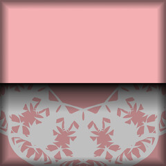 Greeting card template in pink with luxurious white ornaments prepared for typography.