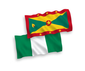 Fototapeta premium Flags of Grenada and Nigeria on a white background